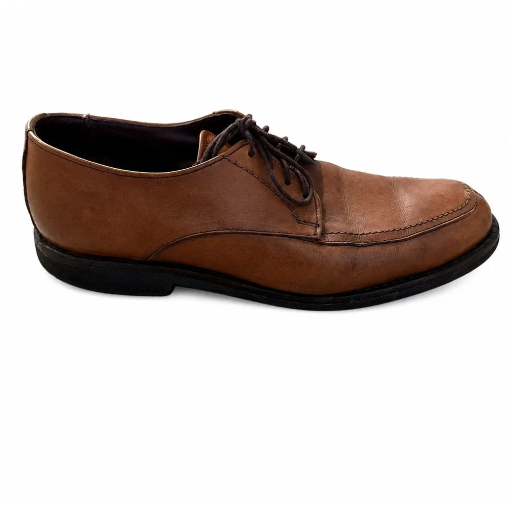 Allen Edmonds Dress Shoes Men 9 Stockbridge Split Toe Blucher Brown Leather USA